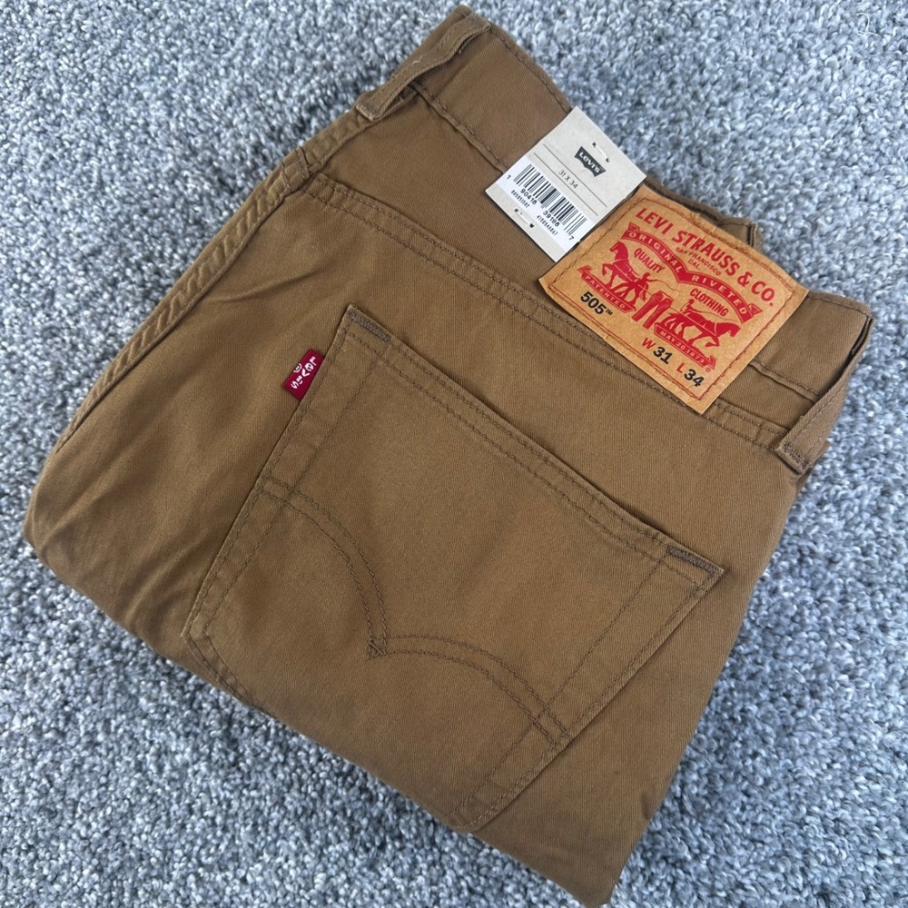 Levis 505 Regular Fit Jeans Mens 31x34 Stretch Straight Leg Workwear Gorp NEW